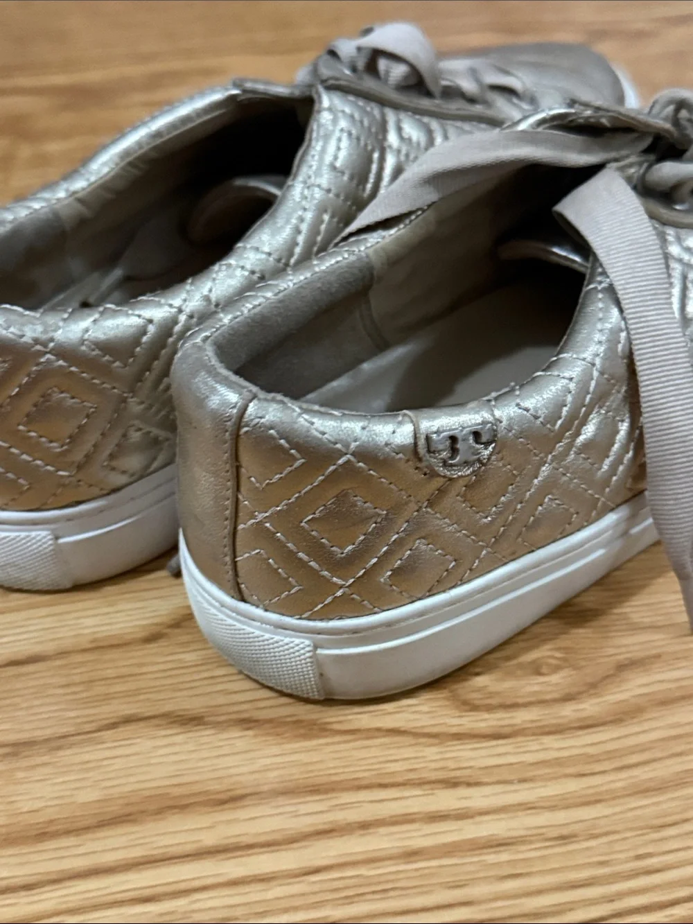 Tory Burch Quilted Metallic Gold Low-Top Sneakers